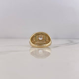 Anillo Sello 6.3gr / T8 1/2 / Circones Verdes Blanco Oro Amarillo 18K $