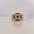 Anillo Helice 9.55gr / T11 / Circones Negros Blancos Tres Oros 18K $