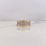 Anillo Argolla BV 10gr / T8 3/4 / Circones Blancos Dos Oros Amarillo Blanco 18K $
