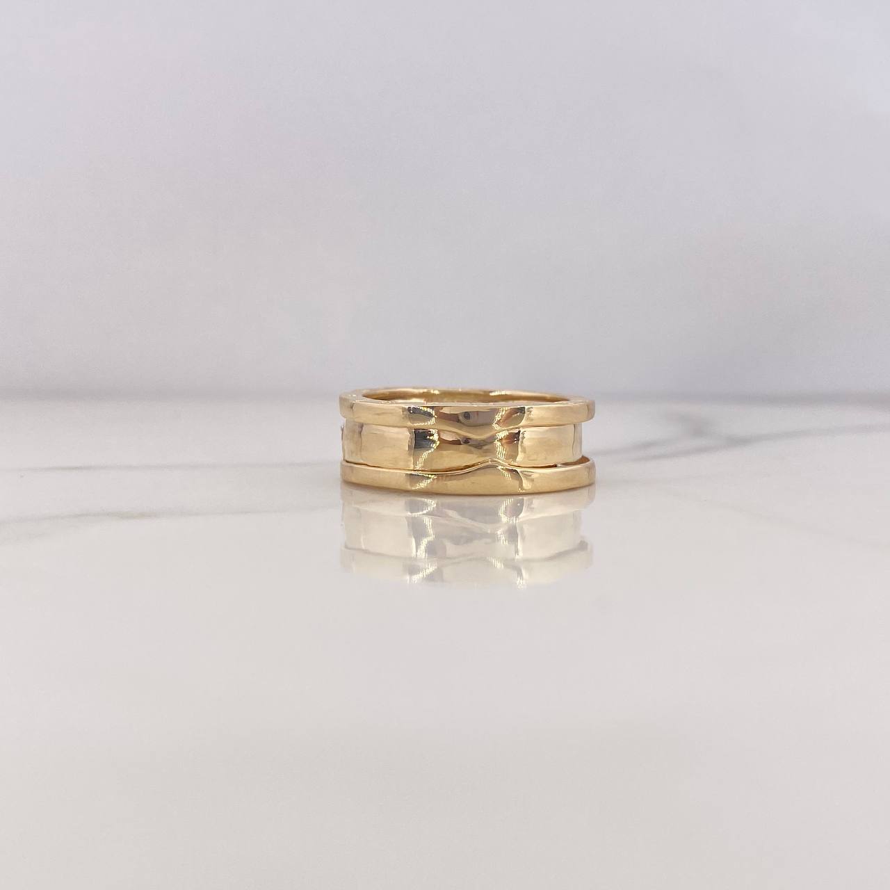 Anillo Argolla BV 10gr / T8 3/4 / Circones Blancos Dos Oros Amarillo Blanco 18K $