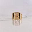 Anillo Caballo 9.1gr / T9 / Circones Negros Blancos Tres Oros 18K $