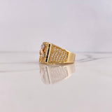 Anillo Caballo 9.1gr / T9 / Circones Negros Blancos Tres Oros 18K $