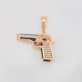 Dije Pistola 11.15g / 3.6cm Dos Oros Negro Rosa 18K