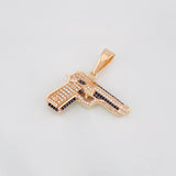 Dije Pistola 11.15g / 3.6cm Dos Oros Negro Rosa 18K