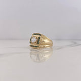 Anillo Sello 6.3gr / T8 1/2 / Circones Verdes Blanco Oro Amarillo 18K $