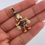 Dije Pato Bolsas Dinero 6.15gr / 3.5cm / Circones Negros Blancos Tres Oros 18K &