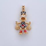 Dije Pato Bolsas Dinero 6.2gr / 3.5cm / Circones Negros Blancos Tres Oros 18K &
