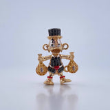 Herraje Pato Bolsas Dinero 5.65gr / 2.6cm / Circones Negros Amarillos Tres Oros 18K &