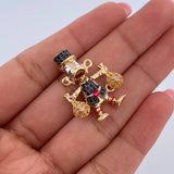 Herraje Pato Bolsas Dinero 5.65gr / 2.6cm / Circones Negros Amarillos Tres Oros 18K &