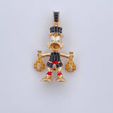 Dije Pato Bolsas Dinero 6.1gr / 3.4cm / Circones Azules Amarillos Negros Tres Oros 18K &