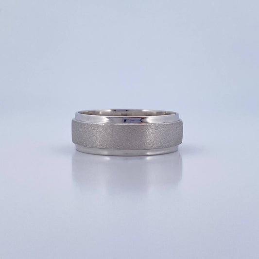 Anillo Argolla 7.5gr / T9 3/4 / Matizada Oro Blanco 18K $