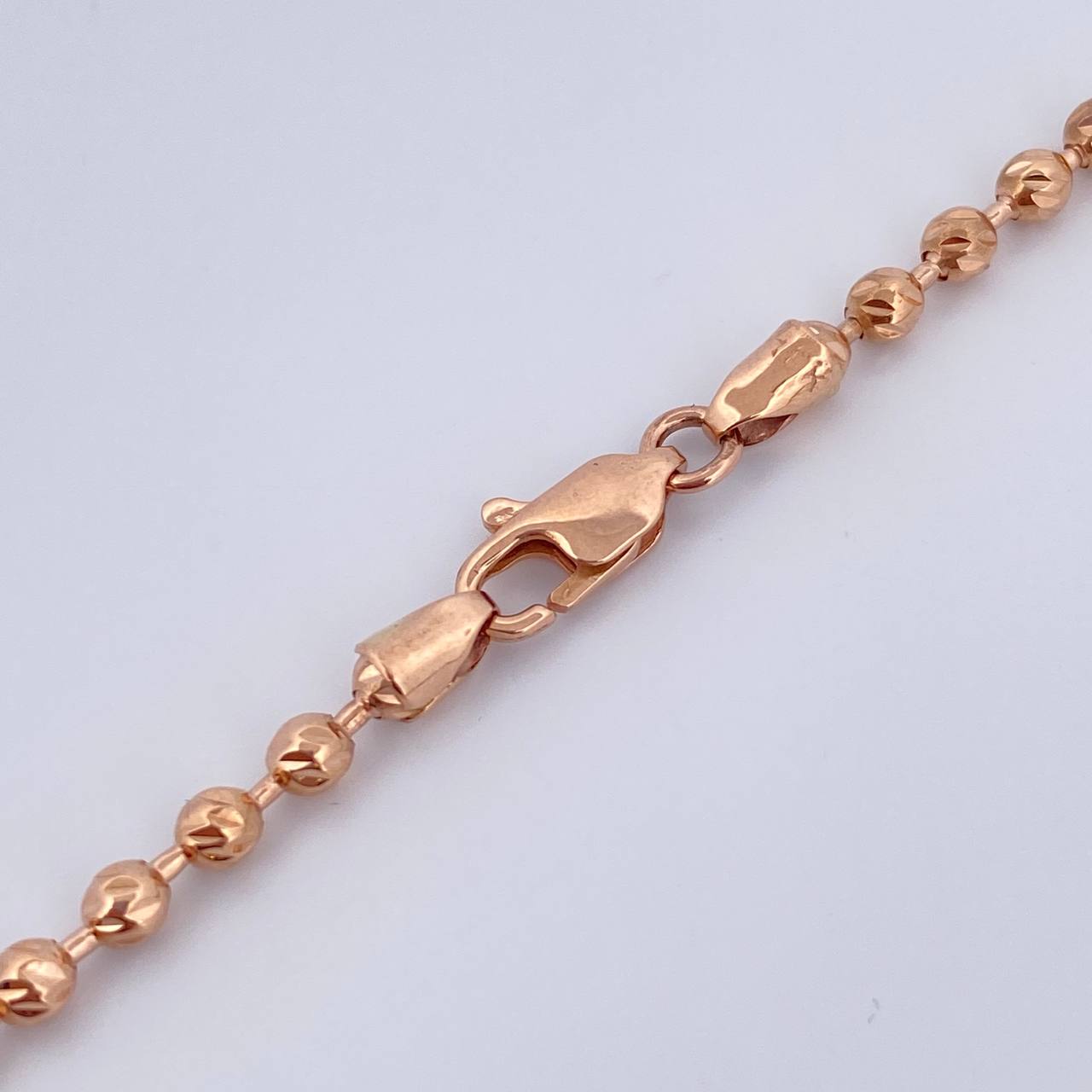 Cadena Militar 19.25gr / 61.6cm / 2.7mm Bolas Diamantadas Oro Rosa 18K $