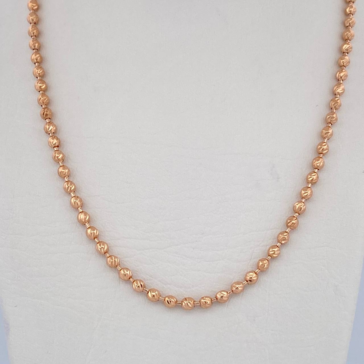 Cadena Militar 19.25gr / 61.6cm / 2.7mm Bolas Diamantadas Oro Rosa 18K $