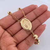 Rosario Virgen Milagrosa 20.45gr / 62cm / 6mm-7mm Bolas Diamantadas Oro Amarillo 18K $