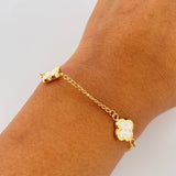 Pulso Trebol Cubano 3.9gr / 19cm / 1.6mm Diamantado Electroestatico Blanco Oro Amarillo 18K $