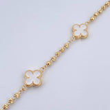 Pulso Trebol  Militar 5.7gr / 19cm / 2.8mm Bolas Diamantadas Electroestatico Blanco Oro Amarillo 18K $