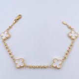 Pulso Trebol  Militar 5.7gr / 19cm / 2.8mm Bolas Diamantadas Electroestatico Blanco Oro Amarillo 18K $
