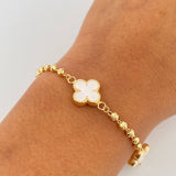 Pulso Trebol  Militar 5.7gr / 19cm / 2.8mm Bolas Diamantadas Electroestatico Blanco Oro Amarillo 18K $