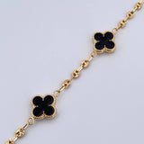 Pulso GC Trebol  5.5gr / 19cm / 3mm Diamantado Electroestatico Negro Oro Amarillo 18K $