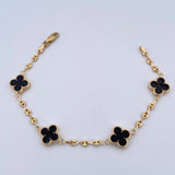 Pulso GC Trebol  5.5gr / 19cm / 3mm Diamantado Electroestatico Negro Oro Amarillo 18K $