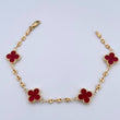 Pulso GC Trebol 5.4gr / 19cm / 3mm Diamantado Electroestatico Rojo Oro Amarillo 18K $