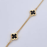 Pulso Trebol Cubano 3.95gr / 18.5cm / 1.6mm Diamantado Electroestatico Negro Oro Amarillo 18K $