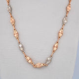 Cadena Rustica Eslabon 12.6gr / 60.9cm / 5.3mm Diamantada Dos Oros Blanco Rosa 18K &