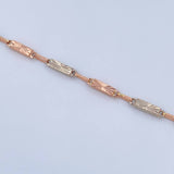 Pulso Rustico Rectangular Eslabon 4.4gr / 21.6cm / 3.6mm Diamantado Dos Oros Blanco Rosa 18K &