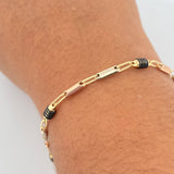Pulso Rustico Barril 3.45gr / 21cm / 3.8mm Cauchos Negros Tres Oros 18K &