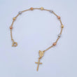 Pulso Denario Virgen Milagrosa 2.75gr / 19.5cm / 4mm Bolas Diamantadas Tres Oros 18K &