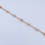 Pulso Denario Virgen Milagrosa 2.75gr / 19.5cm / 4mm Bolas Diamantadas Tres Oros 18K &