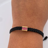 Pulsera Tejida Herraje Cuadro Cilindro 1.45gr / Oro Amarillo 18K &