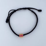 Pulsera Tejida Herraje Cuadro Cilindro 1.45gr / Oro Amarillo 18K &