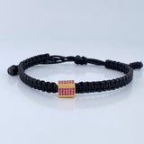 Pulsera Tejida Herraje Cuadro Cilindro 1.45gr / Oro Amarillo 18K &