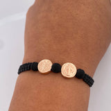 Pulsera Tejida Negra San Benito 1gr / Oro Rosa 18K &