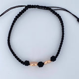 Pulsera Tejida Negra San Benito 1gr / Oro Rosa 18K &