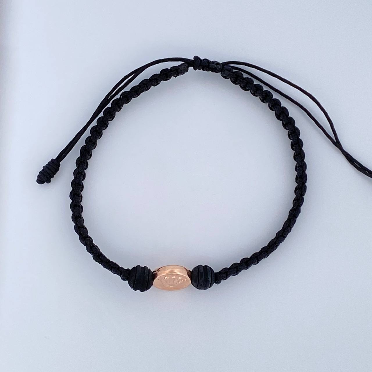 Pulsera Tejida Negra Corona RX 0.55gr / Oro Rosa 18K &