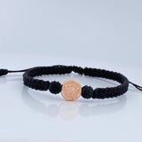 Pulsera Tejida Negra Corona RX 0.55gr / Oro Rosa 18K &