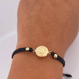 Pulsera Tejida Negra Corona RX 1.05gr / Oro Amarillo 18K &