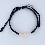 Pulsera Tejida Negra Cruz Rostro Cristo 0.85gr / Oro Amarillo 18K &