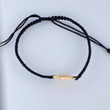 Pulsera Tejida Negra Estrella de David 1.1gr / Oro Amarillo 18K &