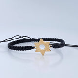 Pulsera Tejida Negra Estrella de David 1.1gr / Oro Amarillo 18K &