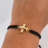 Pulsera Tejida Negra Avion 1.45gr / Oro Amarillo 18K &