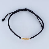 Pulsera Tejida Negra Avion 1.45gr / Oro Amarillo 18K &