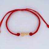 Pulsera Tejida Roja Cruz Rostro Cristo 0.95gr / Oro Amarillo 18K &