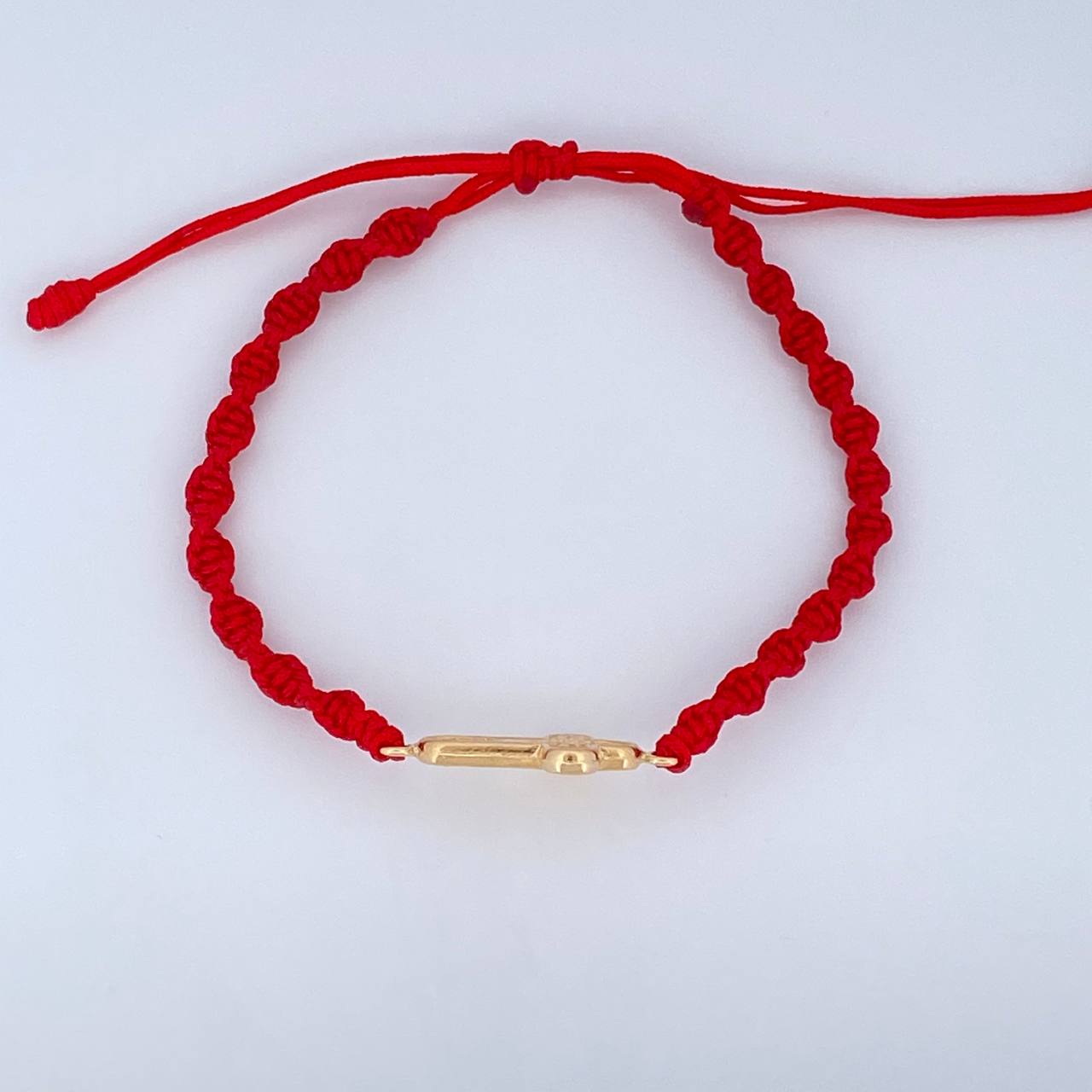 Pulsera Tejida Roja Cruz Rostro Cristo 0.95gr / Oro Amarillo 18K &
