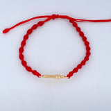 Pulsera Tejida Roja Cruz Rostro Cristo 0.95gr / Oro Amarillo 18K &
