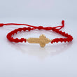 Pulsera Tejida Roja Cruz Rostro Cristo 0.95gr / Oro Amarillo 18K &