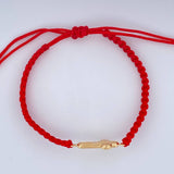 Pulsera Tejida Roja Cruz Rostro Cristo 0.95gr / Oro Amarillo 18K &