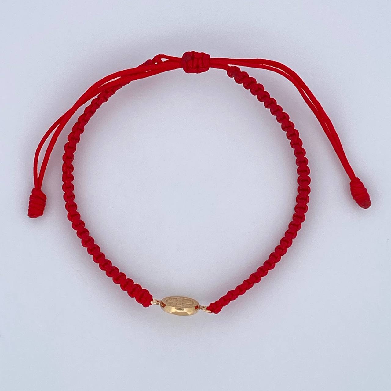 Pulsera Tejida Roja San Benito 0.5gr / Oro Amarillo 18K &